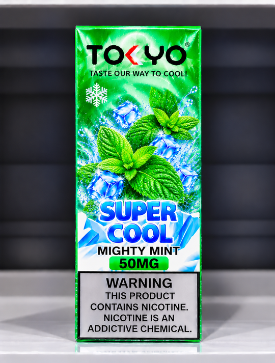 Tokyo Super Cool Mighty Mint Salt Nic E-Liquid 50mg – Cool mint flavour salt nicotine vape juice for Premium Vapes UAE.