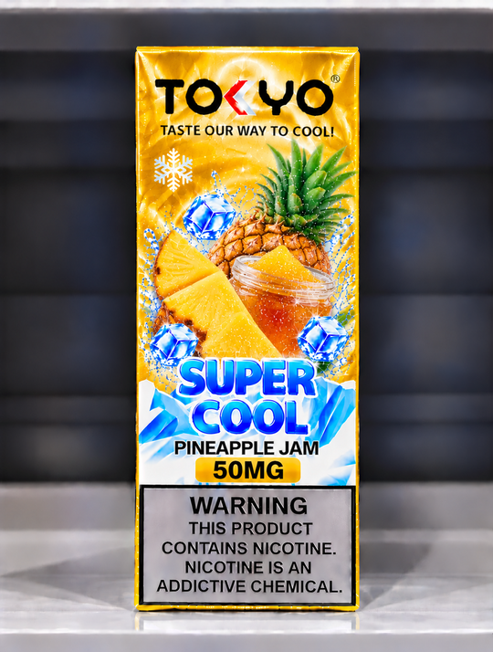 Tokyo Super Cool Pineapple Jam Salt Nic E-Liquid 50mg – Sweet pineapple jam flavour salt nicotine vape juice for Premium Vapes UAE.