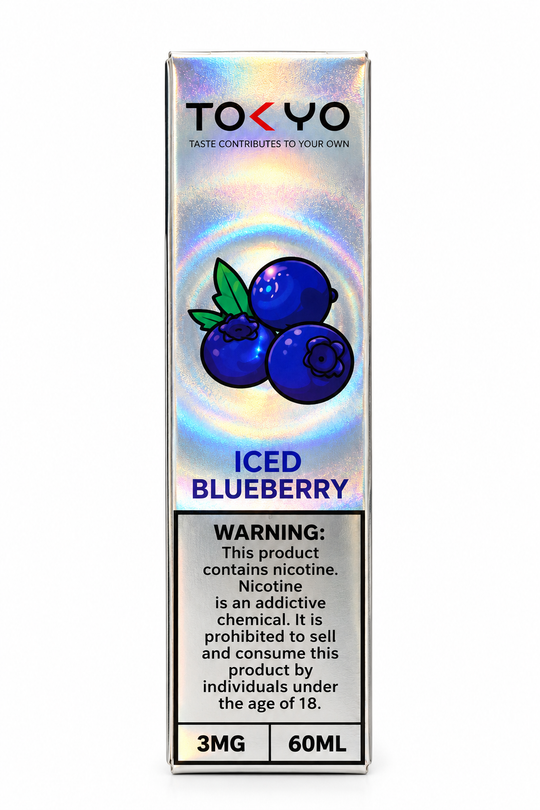 Tokyo Classic Iced Blueberry E-Liquid 3mg 60ml – Blueberry Flavored E-Liquid by Premium Vapes UAE, featuring a refreshing icy blueberry flavor.