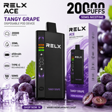 RELX Ace 20000 Tangy Grape disposable vape 50mg nicotine grape ice flavour rechargeable pod device available at Premium Vapes UAE
