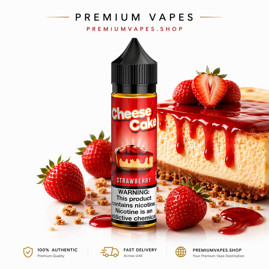 JDI Strawberry Cheesecake e-liquid Jdi premium vape juice creamy strawberry dessert flavor nicotine e liquid UAE Premium Vapes Abu Dhabi